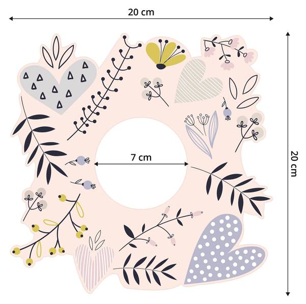 Lichtschalter-Sticker Pflanzen Schwarz - Pink - Violett - PVC - 20 x 20 x 20 cm