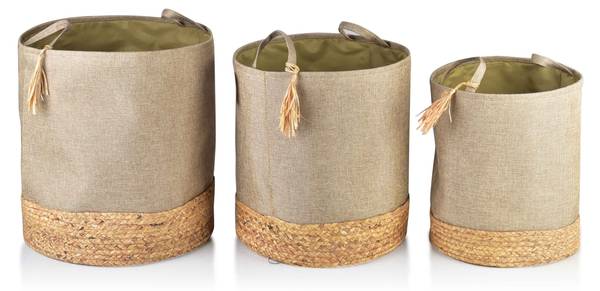 Aufbewahrungskörbe AMPARO 3er-Set Beige - Naturfaser - 42 x 46 x 46 cm