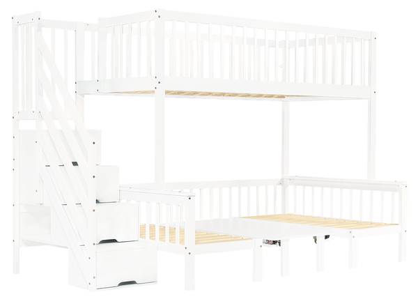 Etagenbett AtticLucyⅠ Weiß - Holzwerkstoff - Massivholz - 126 x 170 x 253 cm