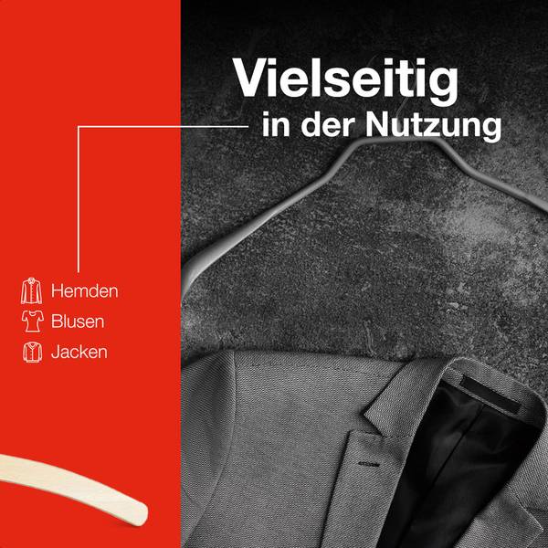 Holzbügel Standard Natur 10er-Set FSC Braun - PVC - 1 x 12 x 42 cm