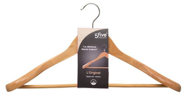 Kleiderbügel HANG'SUIT Beige - Massivholz - 5 x 23 x 45 cm