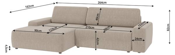 Ecksofa Hartmut mit Schlaffunktion Beige - Ecke davorstehend links