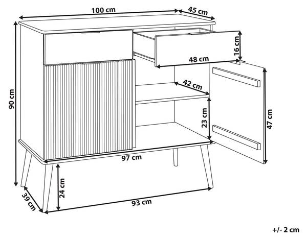 Sideboard TIMMINS Braun - Bambus - 100 x 90 x 45 cm