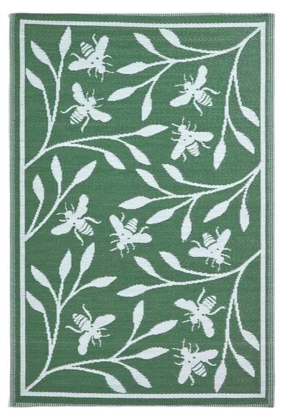 Outdoorteppich Bienen Grün - Polypropylen - 122 x 1 x 182 cm