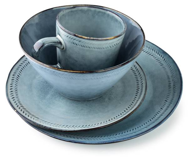 Teller BASIC NATURE Blau - Keramik - 28 x 3 x 28 cm