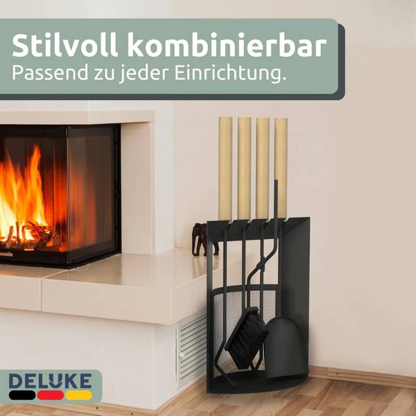 Kaminbesteck THEO (6-teilig) Schwarz - Metall - 29 x 61 x 20 cm