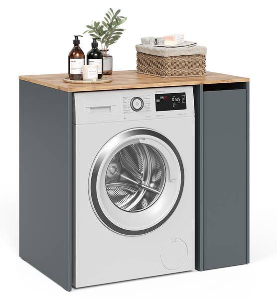 Hoge Wasmachinekast Viktor 55161 antracietkleurig - eikenhouten look - 94 x 61 cm