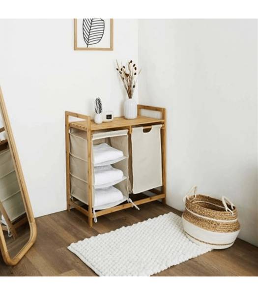 Badezimmer-Organizer ELYO Braun - Massivholz - 38 x 70 x 77 cm
