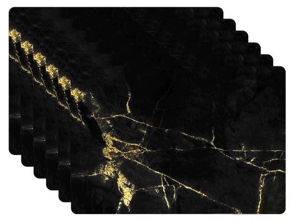 PLATZSETS Marmor 6er-Set Gold - Vinyl - 45 x 30 x 1 cm