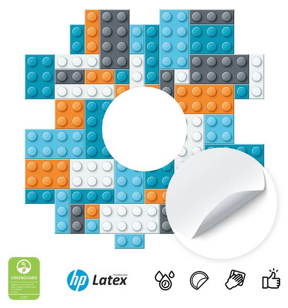 Lichtschalter-Sticker Bausteinen Blau - Grau - Orange - Weiß - PVC - 20 x 20 x 20 cm