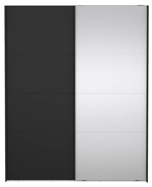 Kledingkast Catania zwart - plaatmateriaal op houtbasis - textiel - 179 x 221 x 67 cm