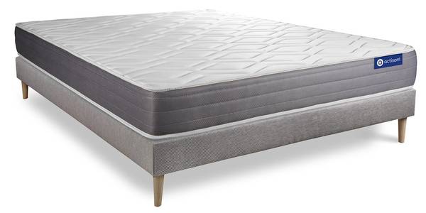 Bettgestell und Matratze Actilatex drea Grau - Massivholz - 135 x 51 x 190 cm