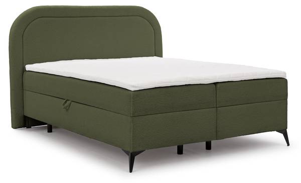 Boxspringbed met opbergruimte Sonna groen - zwart - Ligoppervlak breedte: 160 cm