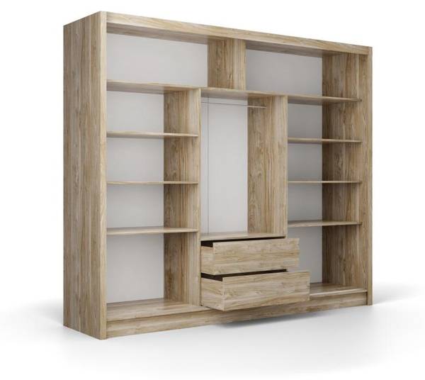 Kleiderschrank LEOVIA Braun - Weiß - Holz teilmassiv - 250 x 215 x 61 cm