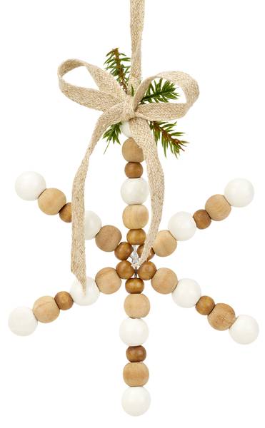 Weihnachtsanhänger Schneeflocke  NOËL Beige - Massivholz - 1 x 1 x 1 cm