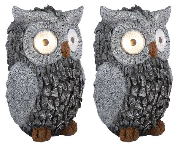 Solarleuchte Gufo 2er Set Grau - Kunststoff - 11 x 19 x 13 cm