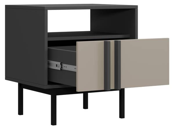 Nachttisch Alsy 13 Anthrazit - Beige
