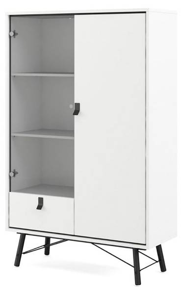 Vitrinenschrank Rye Weiß - Holz teilmassiv - 102 x 162 x 40 cm