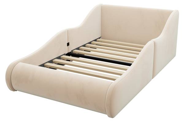 Polsterbett Muses Ⅰ Beige - Holzwerkstoff - Textil - 99 x 59 x 212 cm