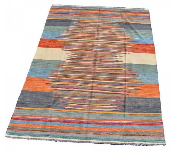 Tapis kilim PESHAWAR E Fourrure véritable - 203 x 1 x 295 cm