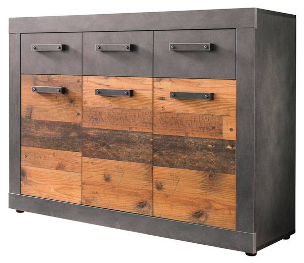 Kommode Indy Grau - Holz teilmassiv - 117 x 86 x 37 cm