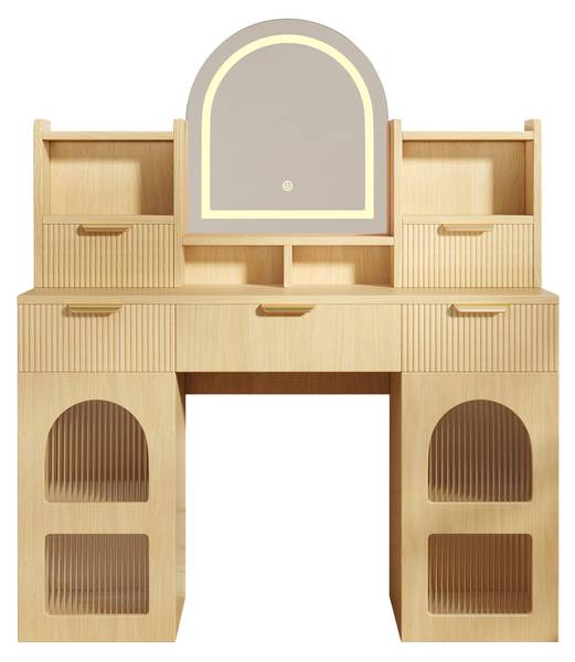 Schminktisch mit Spiegel NaturGLOW Holz