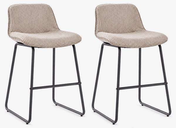Barhocker CORIA 2er Set Grau