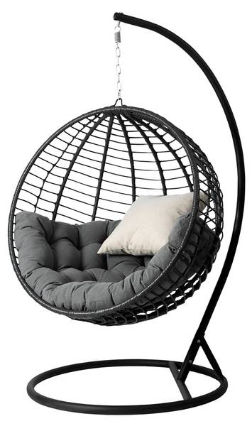 Hängesessel Amara Beige - Schwarz - Grau - Metall - 111 x 195 x 105 cm