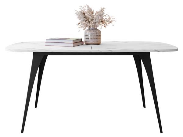 Esstisch Aura 160 Schwarz - Marmor Weiß Dekor