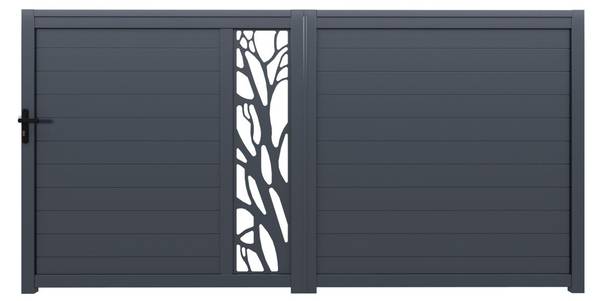 Schiebetor LABRIT II Grau - Metall - 384 x 179 x 5 cm