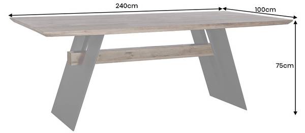 Esstisch GRAND OAK Schwarz - Braun - Eiche - Eisen - 240 x 75 x 100 cm