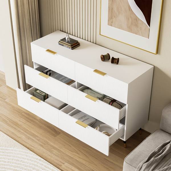 Sideboard Kommode WJM01 Weiß - Metall - Massivholz - 120 x 77 x 40 cm