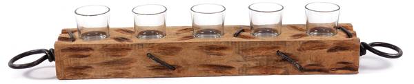 Teelichthalter Burnt 70 Braun - Holzwerkstoff - 70 x 12 x 9 cm