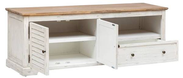 TV-Schrank OLBIA Weiß - Massivholz - 40 x 50 x 140 cm