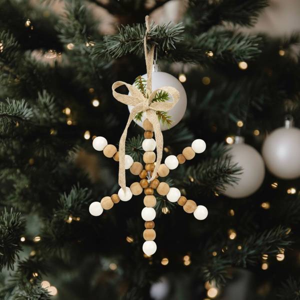 Weihnachtsanhänger Schneeflocke  NOËL Beige - Massivholz - 1 x 1 x 1 cm