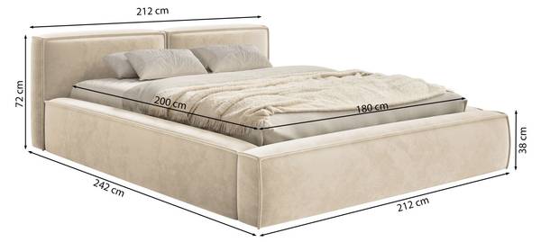 Opbergbed TILVES S olijfgroen - Ligoppervlak breedte: 180 cm