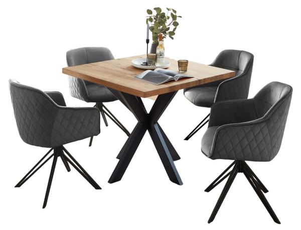 Essgruppe Miri Grau - Eiche - 76 x 100 cm