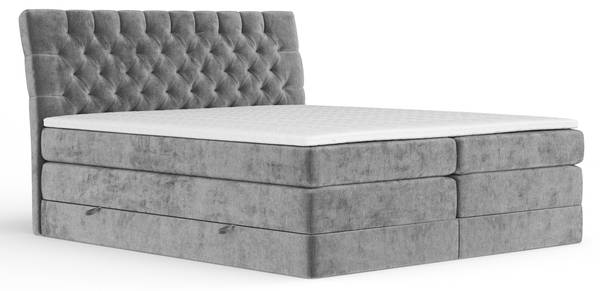 Boxspringbett Seraphine Grau - Liegefläche Breite: 140 cm
