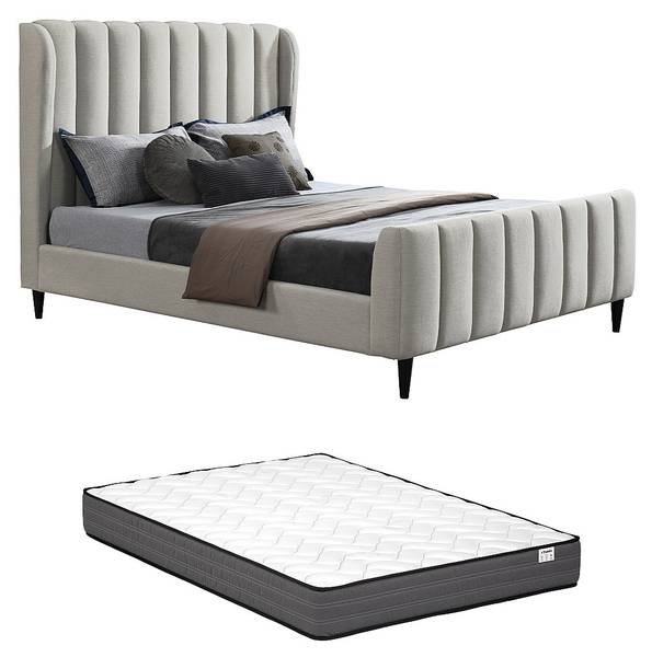 Bettrahmen CASAGOTI Grau - Textil - 222 x 139 x 174 cm