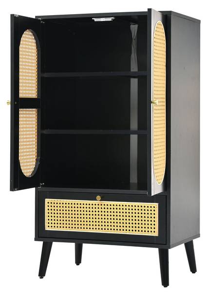 Armoire haute EveRattan Ⅳ Noir - Bois manufacturé - 40 x 111 x 60 cm