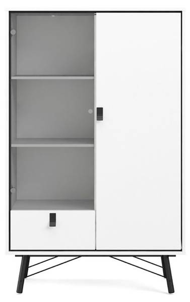 Vitrinenschrank Rye Weiß - Holz teilmassiv - 102 x 162 x 40 cm