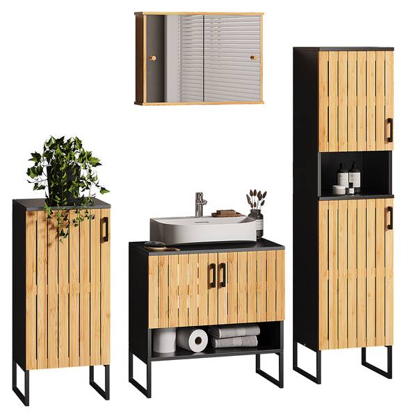 Badkamermeubel Vayra 56198 set van 4 bruin - staal - 60 x 66 x 33 cm