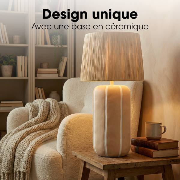 Tischlampe Denton Beige - Keramik - 33 x 61 x 33 cm