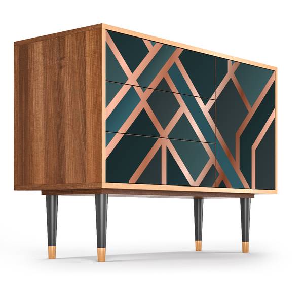 Sideboard S3 Walnuss Blau - Holzwerkstoff - 115 x 84 x 41 cm