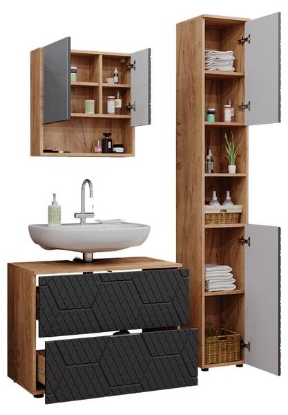 Meubles bain Irma 47178 Gris - Bois manufacturé - 80 x 59 x 41 cm
