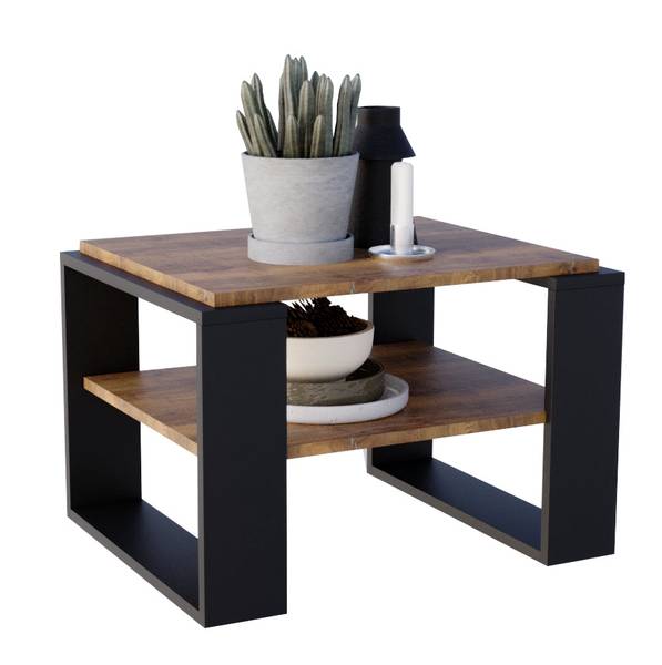 Couchtisch KAJA 63 Schwarz - Eiche Dunkel