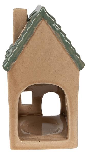 Teelichthalter Haus Rotterdam Braun - Porzellan - 8 x 15 x 8 cm