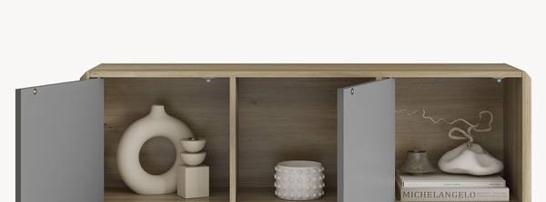 Buffet Trömi Marron - Gris - Bois manufacturé - 120 x 75 x 30 cm