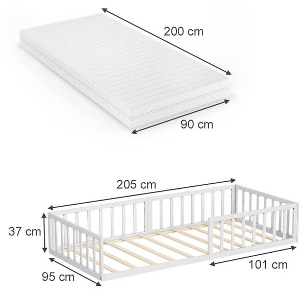 Bodenbett aus Metall Minno 57752 Reinweiß