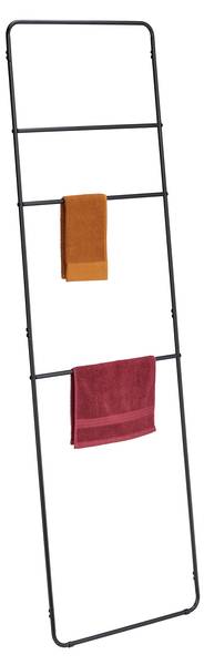Handdoekladder metaal met 3 houders zwart - staal - 56 x 181 x 2 cm